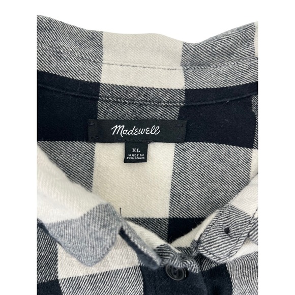 Madewell Flannel Shirt Womens XL Black White Buffalo Check Cotton Button Down - Picture 4 of 7